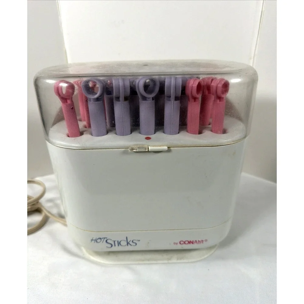 Conair HS19D Hot Sticks 20 Flexible Curlers Rollers Vintage 2 Sizes Purple Pink‎